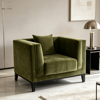 Fauteuil d'appoint de luxe moderne en tissu vert olive pour hall d'hôtel et salon