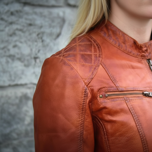 Chaqueta Bomber de Cuero Genuino para Mujer, Colorida, Otoñal, Elegante, Acolchada, Impermeable, Transpirable, Ropa Exterior Informal y Formal - Product Image 1