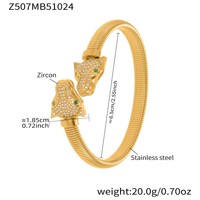 Bracelet élastique pour femme Medici, nouveau style, double tête de léopard, serpent, plaqué or 18 carats, acier inoxydable, diamant