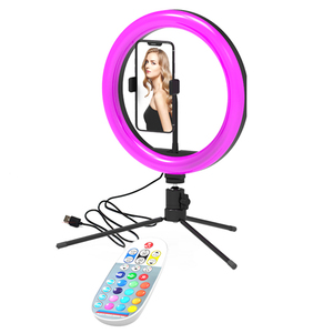 10 Cấp Độ Độ Sáng! RGBWW 10 Inch Ringlight Với Điều Khiển Từ Xa 15W Led Vòng Ánh Sáng <span class=keywords><strong>USB</strong></span> Sạc Led Ánh Sáng Video - Product Image 1