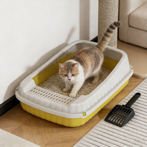 Extra Large Cat Litter Box Rectangle Open Design Thickened PP Material For Cats Pet Supplies - Product Image 3