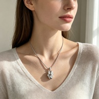 Collier en gros avec chaîne serpent et pendentif abstrait irrégulier, collier de mode résistant à l'eau et au ternissement