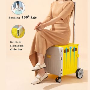 รถเข็นอเนกประสงค์พับได้พร้อมฝาปิดกล่องล้อลากสำหรับช็อปปิ้ง - Product Image 6