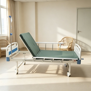 <span class=keywords><strong>Lit</strong></span> médical manuel à 1 fonction, <span class=keywords><strong>lit</strong></span> d'hôpital réglable avec matelas, barrières et support pour perfusion intraveineuse - Product Image 1