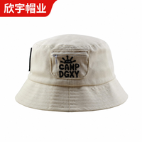 Topi Bucket Kasual Bordir Custom Dewasa Grosir Katun Topi Matahari Camping Unisex Outdoor Memancing Bepergian Saku Resleting