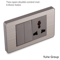 Prise murale américaine standard durable avec ports USB Type-C, panneau tactile en acier inoxydable, interrupteur multiprise 16A