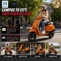 Scooter à essence rétro 50cc, cyclomoteur Euro 5, démarrage électrique, CVT automatique, double siège, roue de 12 pouces, pour les trajets urbains