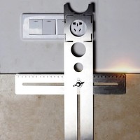 Règle multifonctionnelle en acier inoxydable pour le repérage des trous de carreaux de céramique Outil manuel de poinçonnage réglable pour les travaux de décoration de maison