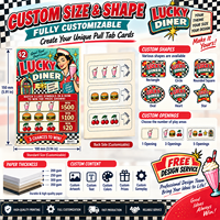 Cartes à déchirer double face sur le thème Lucky Diner, design animé amusant, cartes à gratter gagnantes, vente en gros directe usine