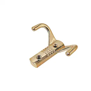 金色塑料手柄32毫米开孔双钩，用于在橱柜衣柜上悬挂衣服或包厨房别墅门把手