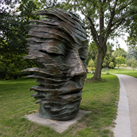 Sculpture abstraite en bronze sur mesure pour l'extérieur, art métallique moderne, statue pour la décoration de jardin, parc, paysage, finition patinée artisanale