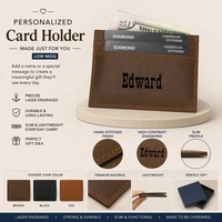 Porte-cartes ultra-fin en cuir PU personnalisé pour gravure laser, pochette vierge pour cartes, vente en gros