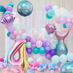 Kit de Decoración de Cumpleaños de Sirena para Niñas, <span class=keywords><strong>Guirnalda</strong></span> de Globos de Aluminio con Forma de Cola de Sirena, Globos para Fiestas al por Mayor - Product Image 3