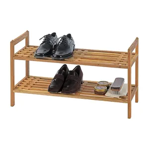 New Products Bamboo Stackable Foldable Shoe Racks Storage Organizer Shoes Shelf Wooden Modern Shoe Rack