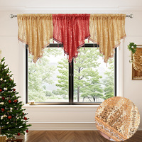 Aodu Cantonnière de Noël à Paillettes et Franges à Glands Triangulaires pour Fenêtre, Rouge et Vert, Festif, Vente en Gros, Direct Usine