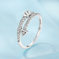 Bijoux d'été oxydés en argent sterling 925 Bague flèche SCR1143-6-7-8 avec réglage pavé d'argent CZ améliore votre tempérament