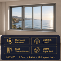 Ventana Corredera de Doble Acristalamiento JUNYAO, Insonorizada, con Rotura de Puente Térmico PA66, Aislamiento Energético, NFRC AS2047 CE, Vista al Mar