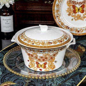 Service de vaisselle de luxe en porcelaine, 60 pièces, motif végétal, pour mariage, assiettes et tasses - Product Image 2