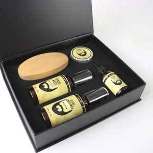 Commercio all'ingrosso Private Label logo Personalizzato Barba Olio Crescita Ammorbidisce Rapidamente Assorbimento Non-grassa Mens Crescita della Barba Kit