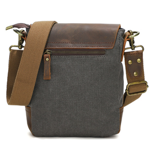 Bolsa de Mensajero Pequeña de Lona, Versátil, para Viajes y Uso Diario, con Detalles en Cuero Genuino, para <span class=keywords><strong>Hombre</strong></span> y Mujer - Product Image 3