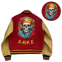 Veste de baseball vintage en laine 100% avec broderie personnalisée en chenille, style Letterman, rouge et jaune