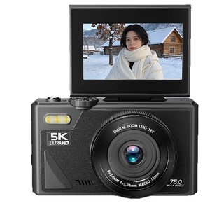 กล้องดิจิตอล 5K Ultra HD 7.5 ล้านพิกเซล ซูมดิจิตอล 18 เท่า หน้าจอพลิกได้ พกพาสะดวก สำหรับนักเรียนและใช้ในบ้าน - Product Image 1