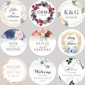 Etiquetas Circulares de Agradecimiento con Nombres y Fecha Personalizados - Elegantes Pegatinas para Boda, 100 Unidades - Product Image 3