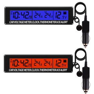 Medidor de Voltaje para Auto, Reloj, Termómetro, Pantalla LED de Doble Color con Alerta de Hielo para Uso en el Interior del Vehículo - Product Image 2