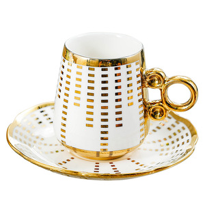 <span class=keywords><strong>Taza</strong></span> de Café de Cerámica Espresso de Lujo con Platillo, Juego de Tazas de Café de Cerámica Turcas Árabes <span class=keywords><strong>para</strong></span> Latte - Product Image 2