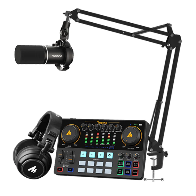 MAONO XLR/USB Dynamic Microphone, RGB Podcast Mic with Software for Streaming, Gaming, Recording, Voice-Over, Metal Microphone