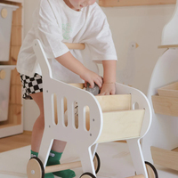 Andador de Madera Montessori para Bebés, Carrito de Empuje, Juguete de Aprendizaje para Caminar con Ruedas para Niños