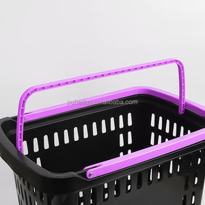 Folding <strong>Plastic</strong> Grocery Shopping <strong>Basket</strong> <strong>with</strong> <strong>Wheels</strong> Convenient Cart For Daily Use - Product Image 5