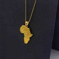 Nouveauté FS - Vente Flash - Pendentif Carte d'Afrique - Trois Tailles - Plaqué Or 18K - Laiton - Classique - Unisexe - Cadeau de Mariage - Bijoux