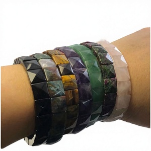 Natural <strong>Stone</strong> 12mm Cut Beads square Bangle Punk Style Men Women Handmade Crystal <strong>Jade</strong> Energy Jewelry for Summer Gifts - Product Image 3