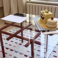 Table basse en verre trempé et fer forgé, idéale pour les petits espaces et les réceptions, table basse artistique en verre