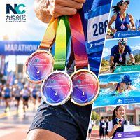 Médaille commémorative en cristal, récompense personnalisée avec cadre métallique gravé pour courses et cérémonies