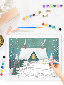 CHENISTORY Peinture par Numéros Kits Maison de Neige Idées de Bricolage Peinture par Numéros pour Adultes Décors Maison Cadeau de Noël - Product Image 2