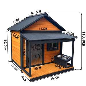 Luxuriöse Holz-Hundehütte für Draußen mit Wasserdichtem Schneefestem Dach für Haus und Garten - Product Image 3