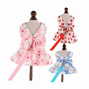 Farfalla Bubble Lace dog dress summer luxury pet clothes pettorina per cani di piccola taglia con guinzagli abbinati