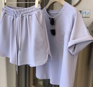 Pantaloncini Casual a maniche corte ricamati alfabeto alla moda due pezzi estivi nuovi abiti da <span class=keywords><strong>donna</strong></span> semplici - Product Image 6