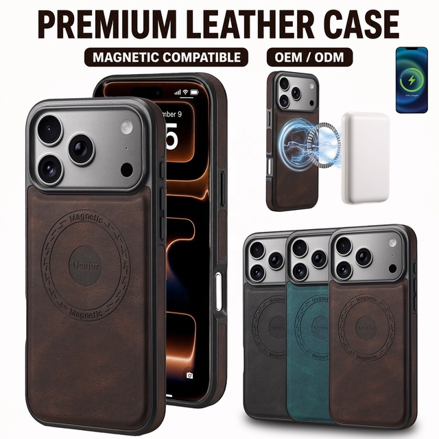 Retro PU Leather Oil Wax Patterned Magnetic Phone case Suitable for Apple 14/15/16/17/18 Pro Max Lens protection case