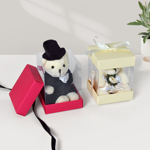 Scatola Regalo Rosa Mini Quadrata Trasparente con Fiocco, Confezione Pieghevole per Alimenti, Noodles, Sandwich, Gomme da Masticare, Sushi, <span class=keywords><strong>Pizza</strong></span>, Gelatine, Insalata - Product Image 2