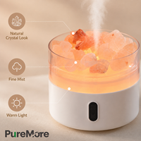 Diffuseur d'arômes OEM à brume fine avec lumière d'ambiance chaude et humidificateur à huiles essentielles au sel de cristal pour chambre, maison et spa relaxant