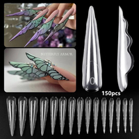 Système d'extension d'ongles réutilisable en plastique, couverture complète, pour doigts, couleur transparente, ongles longs, double forme