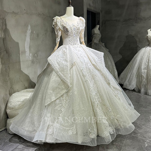 Robe de mariée féerique Jancember, nouvelle collection, style luxe léger, coupe longue et ajustée, manches longues, ornée de perles de haute qualité - Product Image 3
