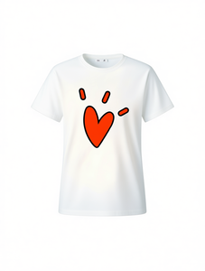 Camiseta de cuello redondo para mujer, con estampado de corazones rojos, holgada, informal, de manga corta, cómoda, para el Día de San Valentín - Product Image 1