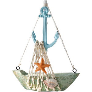 Decoración de velero estilo mediterráneo, juego de 4 piezas con ancla, estrella de mar y salvavidas para la decoración del hogar y la sala de estar - Product Image 4