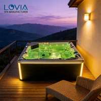 LOVIA Nouvelle Conception Jacuzzi en Acrylique, Spa à Hydrothérapie, Bain à Remous Plug and Play, Baignoire Jacuzzi Économe en Énergie