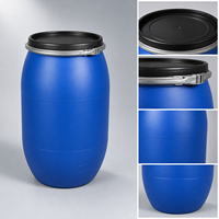 Fût industriel en PEHD de 200 L à ouverture frontale avec bague de verrouillage métallique, capacité de 55 gallons, taille personnalisée pour le stockage en vrac de produits chimiques, fabriqué en Chine
