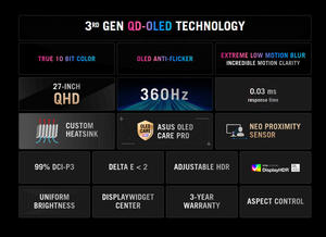 หน้าจอเกม XG27AQDNG a.s.u.rog Strix OLED ของแท้26.5 "1440P QD-OLED 360 Hz เซ็นเซอร์นีโอความใกล้ชิด0.03MS - Product Image 3
